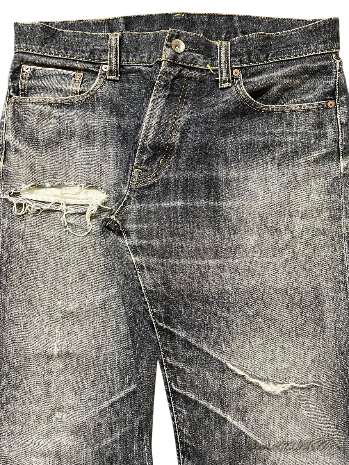 Uniqlo Vintage Japanese Uniqlo Selvedge Faded Stone Wash Distressed Size US 35 - 5 Thumbnail
