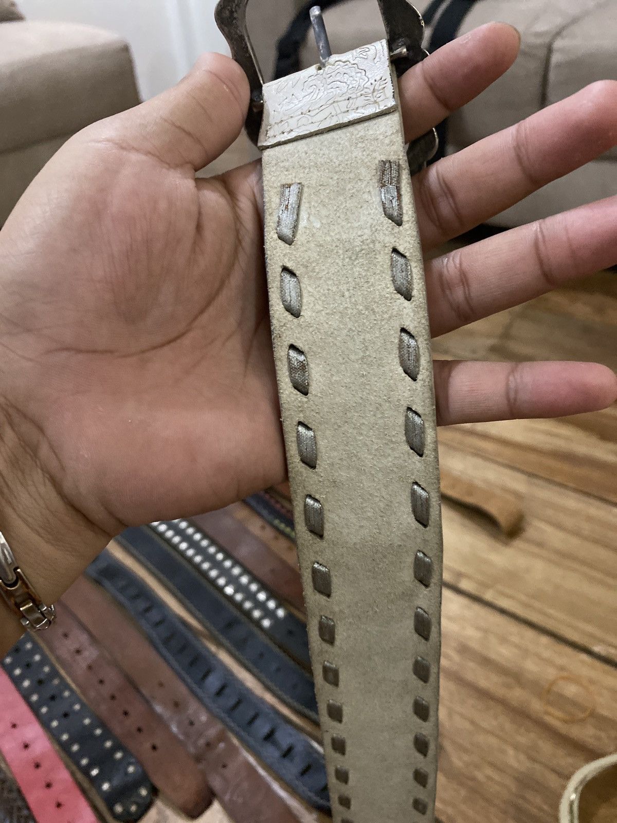Vintage Y2K belt vintage leather white Size ONE SIZE - 4 Thumbnail