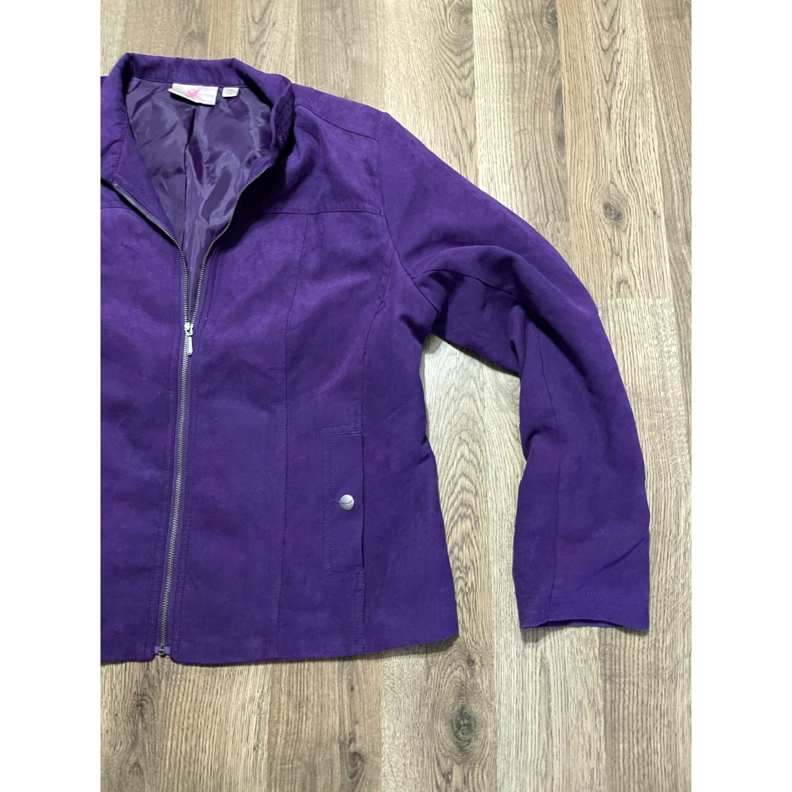 Vintage Studio Works Jacket Women's Size 16P Petite Purple Full Zip Velvet Blazer Dressy Casual Velvet Blazer Womens 16P Purple Full Zip Regular) Size XXL / US 16-18 / IT 52-54 - 4 Thumbnail