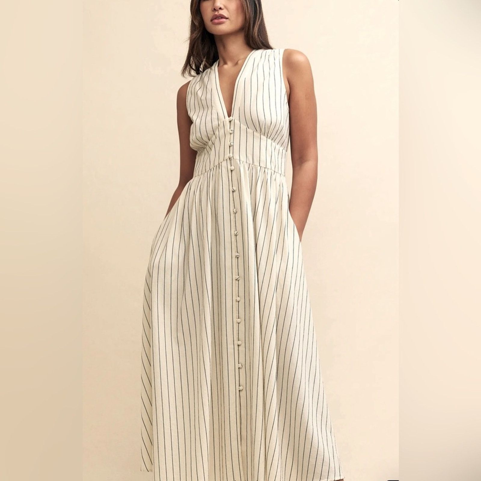 Free People Free people dress Small Midi length Cotton/linen Size S / US 4 / IT 40 - 1 Thumbnail