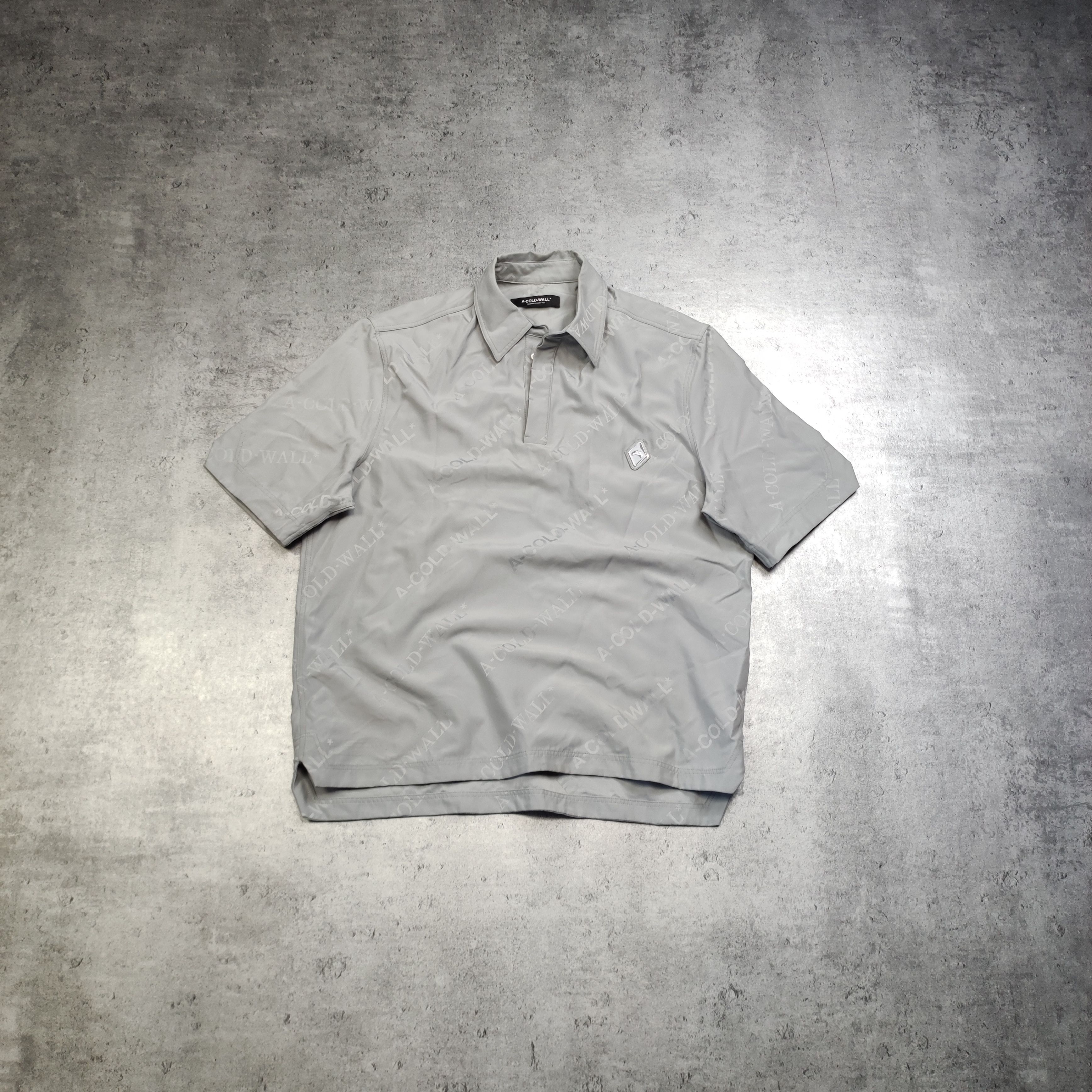 A-COLD-WALL* RARE ACW A Cold Wall Silver Nylon Logo Polo Shirt Size US M / EU 48-50 / 2 - 1 Thumbnail