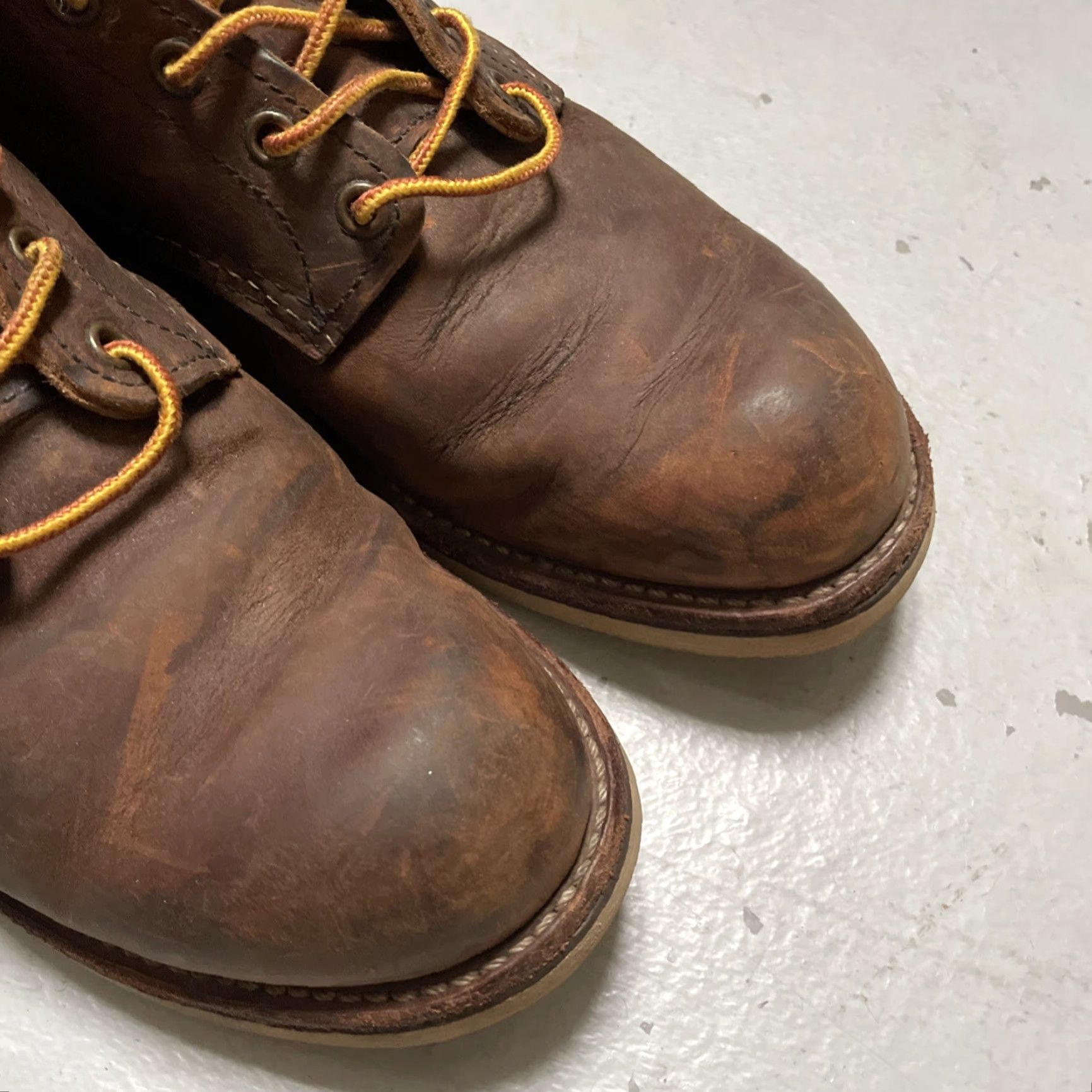 Red Wing VINTAGE Red Wing Shoes Rover 2950 Copper Leather Boots Mens 10 D Brown USA Heritage Work Boots Leather Upper Leather Outsole Rough & Tough Rusted? Size US 10 / EU 43 - 4 Thumbnail
