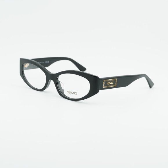 Versace Versace VE3369F GB1 Eyeglasses Black 53mm Oval Frame Size ONE SIZE - 1 Thumbnail