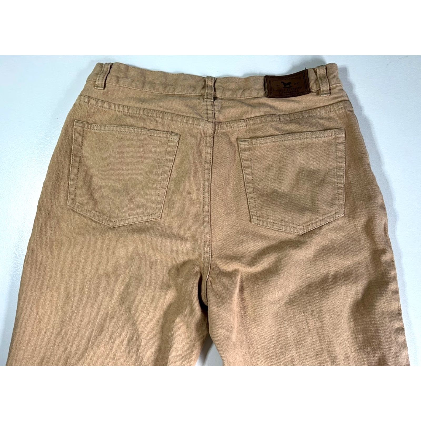 Ralph Lauren VINTAGE Lauren Ralph Lauren Women's Floral Stencil Flared Jeans Sz 8 Tan 90s Boho Jeans Size 30" / US 8 / IT 44 - 6 Thumbnail