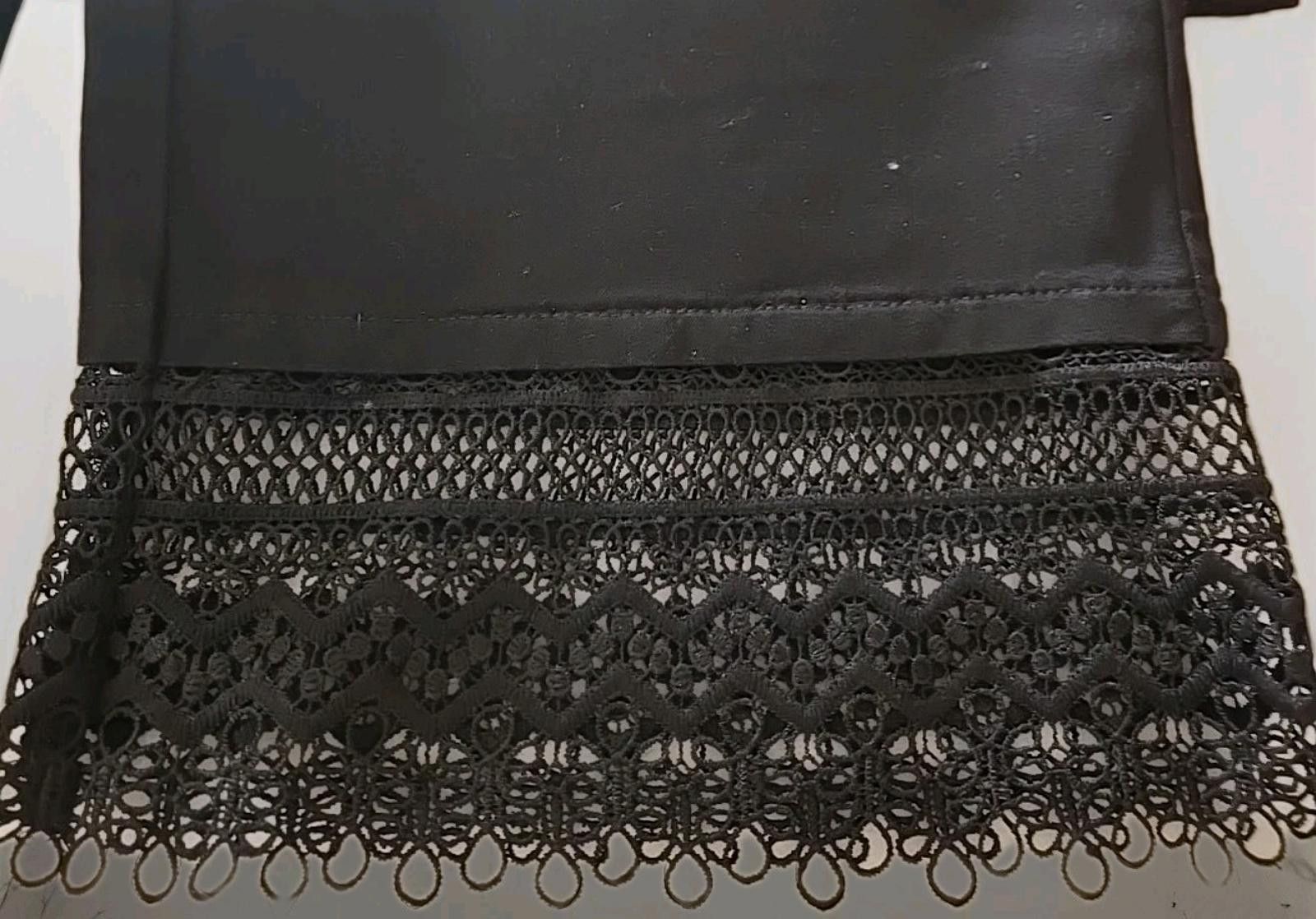 Other Soft Surroundings Crop Crochet Lace Hem Pants Size 20W Black Size 41" - 3 Thumbnail