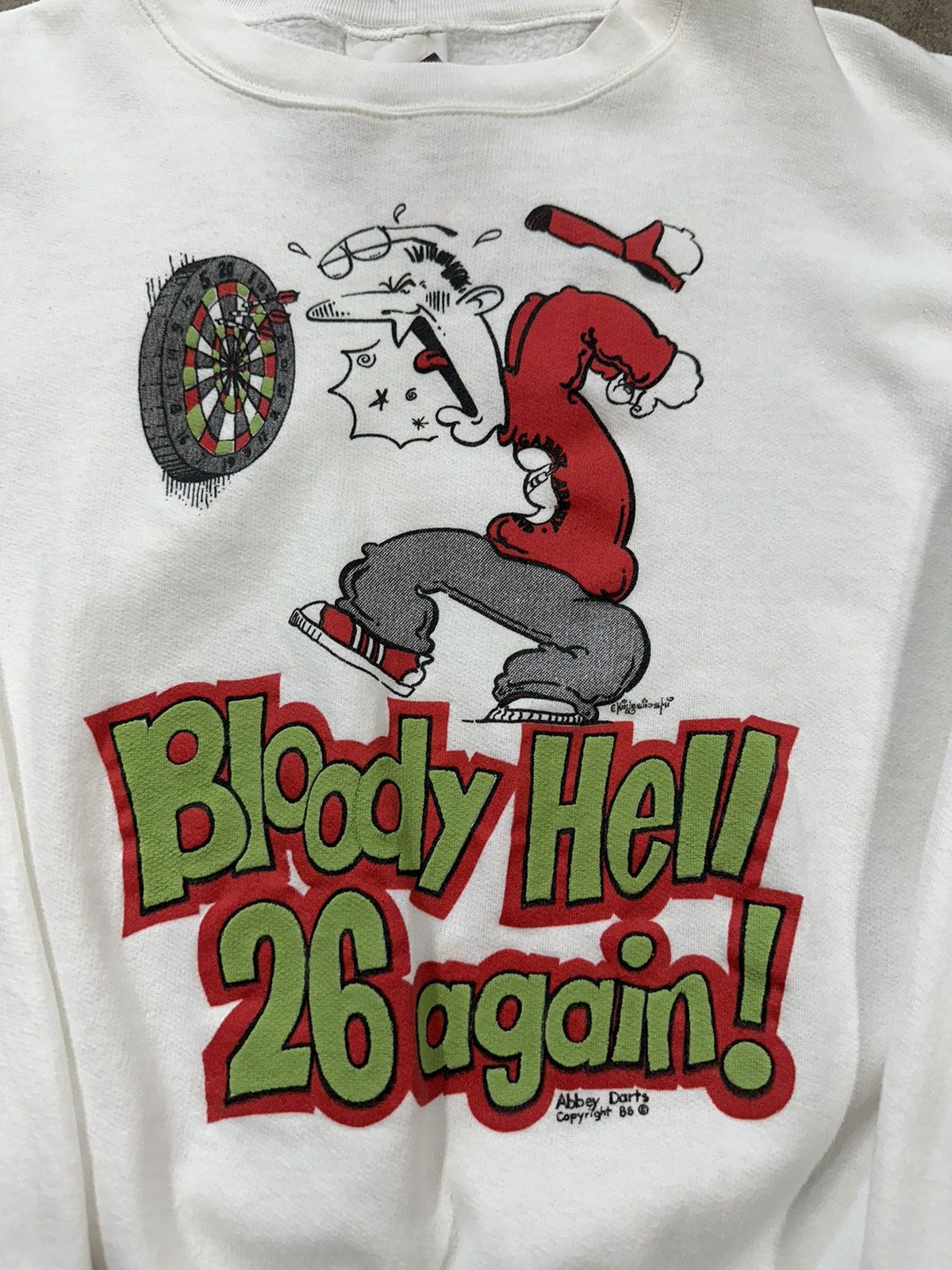 Vintage Vintage 80s Bloody Hell 26 Again! Dart Cartoon Sweatshirt Size S / US 4 / IT 40 - 3 Thumbnail