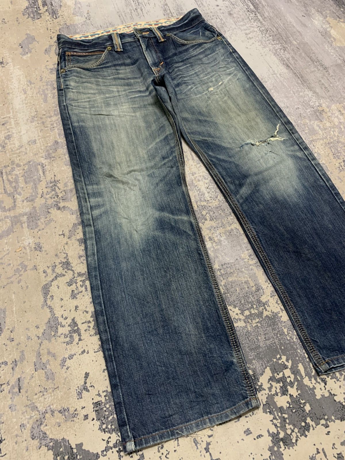 If Six Was Nine Edwin XV Navajo Distress Faded Denim Bootcut Mudmax Goa Size US 34 / EU 50 - 4 Thumbnail