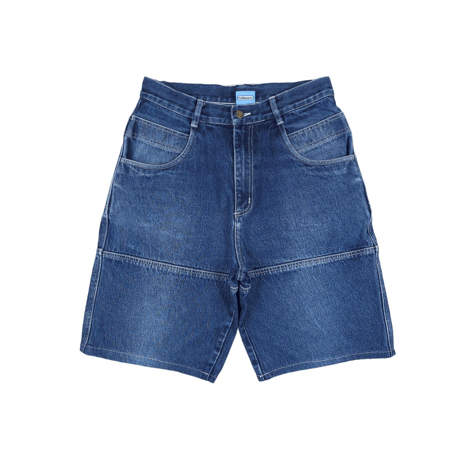 Japanese Brand 💎 Y2K Vintage Fishbone Denim JNCO Shorts Hip-Hop Rap Size US 32 / EU 48 - 1 Thumbnail