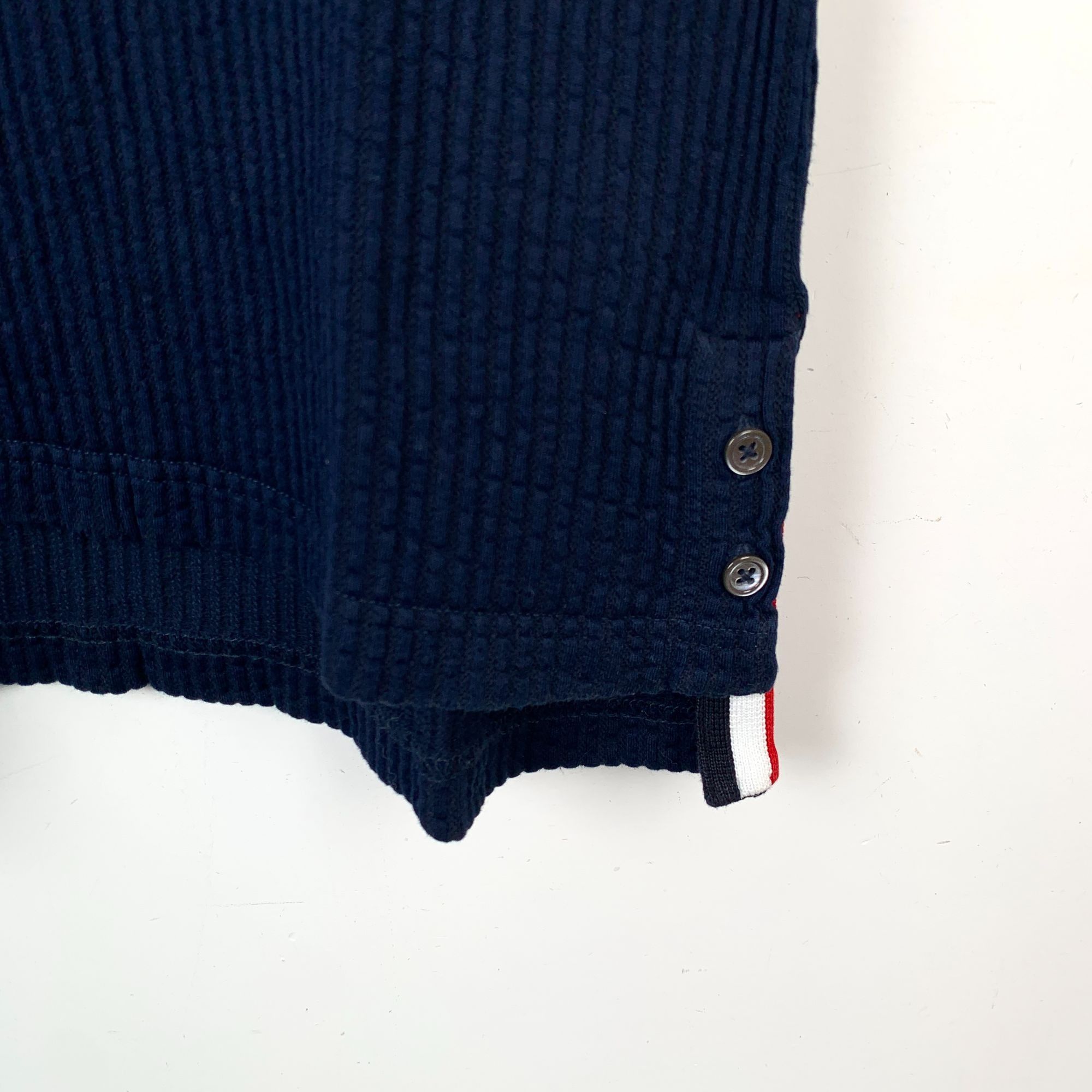 Thom Browne Thom Browne Navy & White Ribbed Cotton Short Sleeve T-Shirt Size US S / EU 44-46 / 1 - 4 Thumbnail