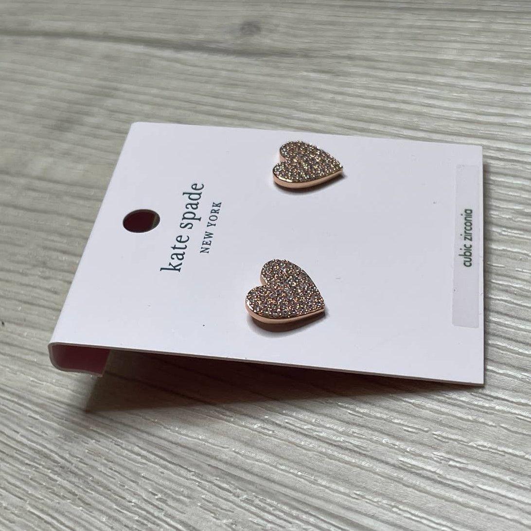 Kate Spade Kate Spade yours truly pave heart studs earrings Rose Gold Size ONE SIZE - 4 Thumbnail