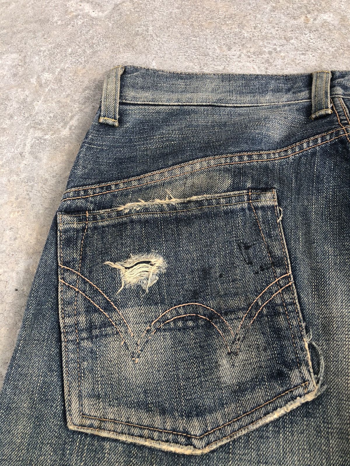 Kapital Vintage Edwin 505 Orange Tab Distressed Denim Size US 32 / EU 48 - 17 Thumbnail