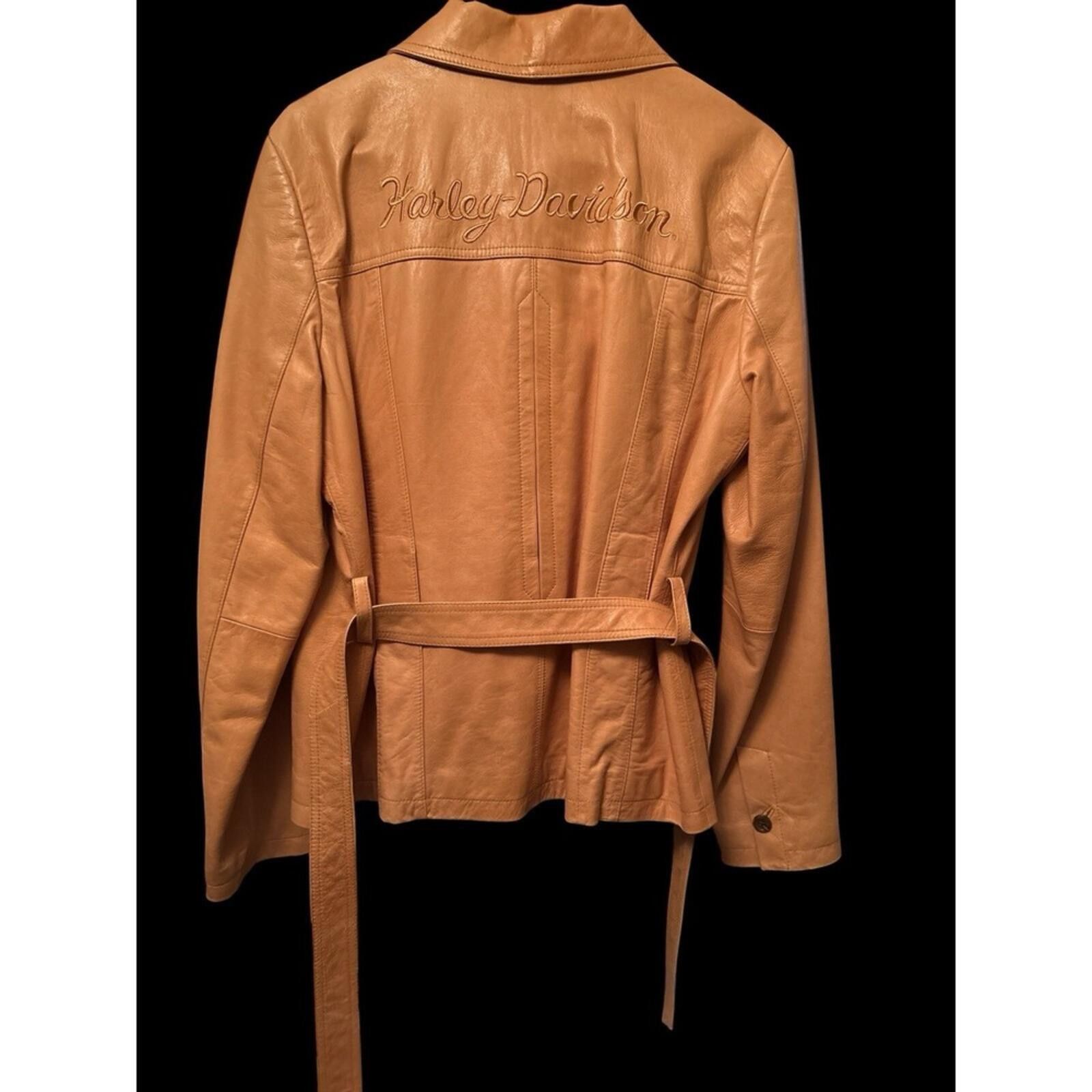Harley Davidson Harley Davidson Lightweight leather tie jacket Womens large Size L / US 10 / IT 46 - 3 Thumbnail