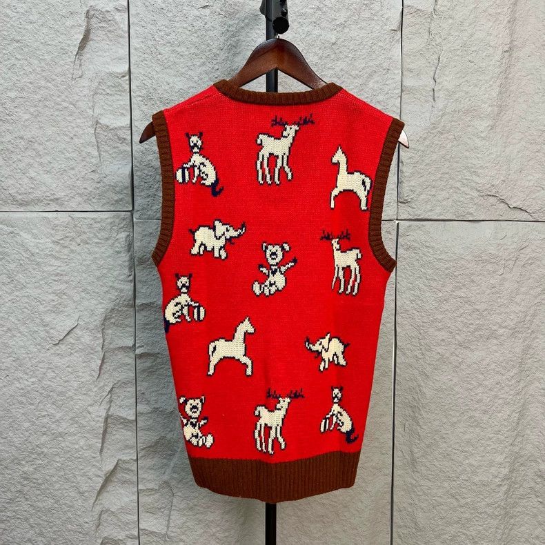 Gucci Gucci Cotton wool blend animal print letter logo vest 2501- Size US M / EU 48-50 / 2 - 2 Thumbnail