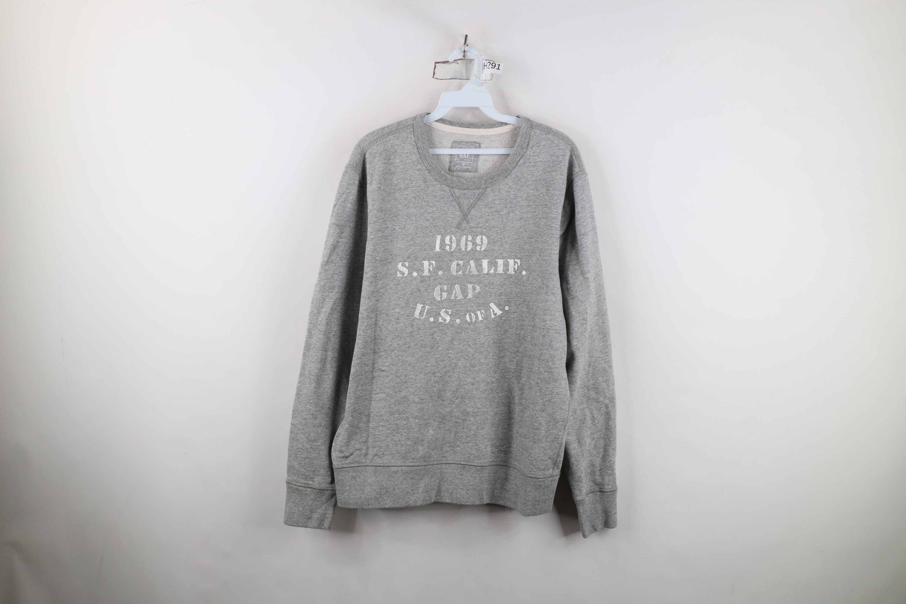 Gap Y2K Gap Stencil Stamp French Terry Sweatshirt Heather Gray Size US M / EU 48-50 / 2 - 1 Thumbnail