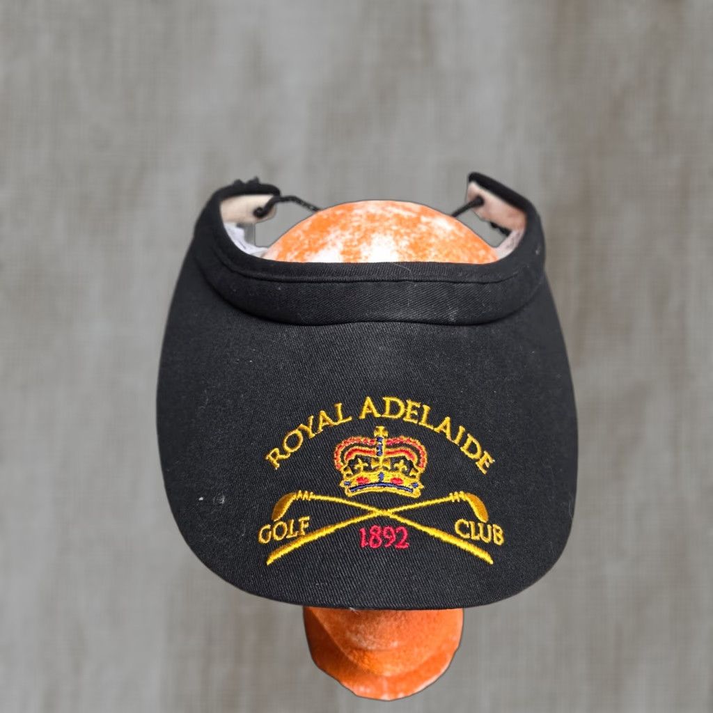 Vintage VINTAGE Royal Adelaide Golf Club Visor Hat Adjustable Black Mens Size ONE SIZE - 1 Thumbnail