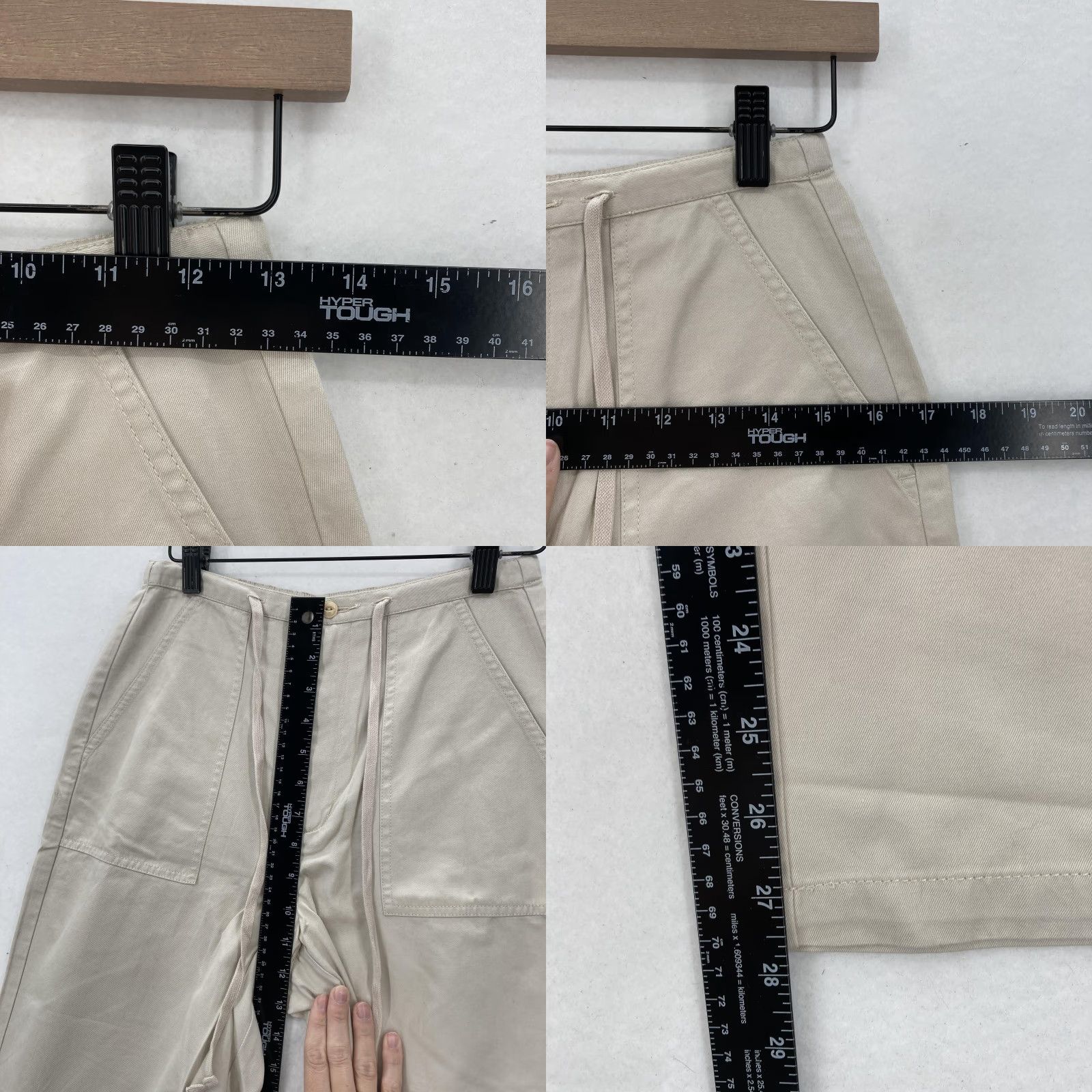Eddie Bauer Eddie Bauer Pants Womens 4 Khaki Elastic Waist Drawstring Pockets Utility Patch Pockets Chino Straight Leg 28 In Beige/Twill Cotton Size 27" / US 4 / IT 40 - 8 Thumbnail