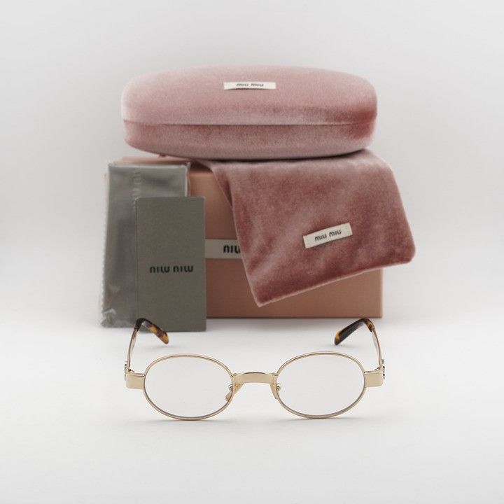 Miu Miu Miu Miu MUB51S 5AK10W Sunglasses Gold Oval Frame, Clear Size ONE SIZE - 11 Thumbnail