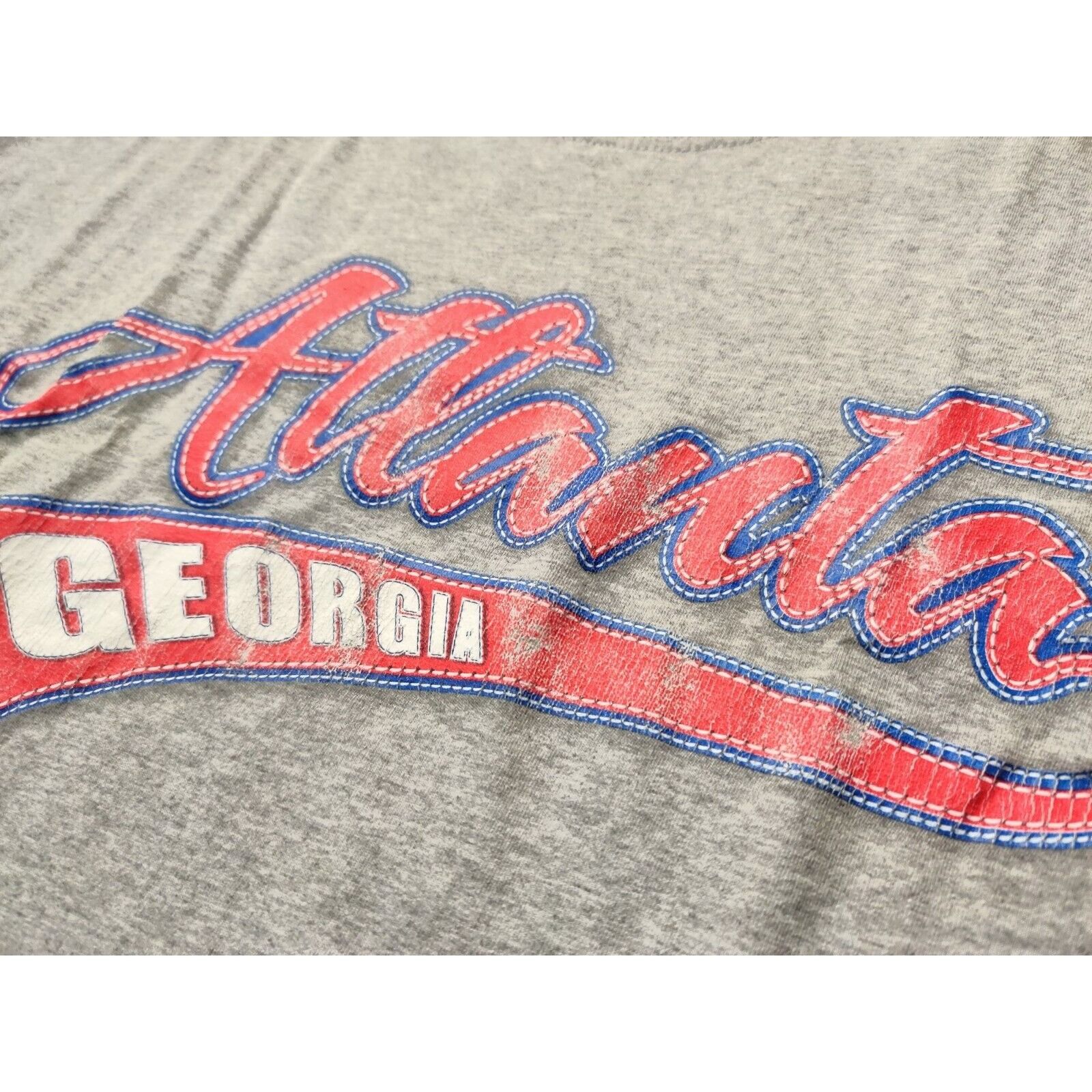 Jerzees Atlanta Gerogia Shirt Adult Mens XL Gray Red Spell Out Size US XL / EU 56 / 4 - 2 Thumbnail