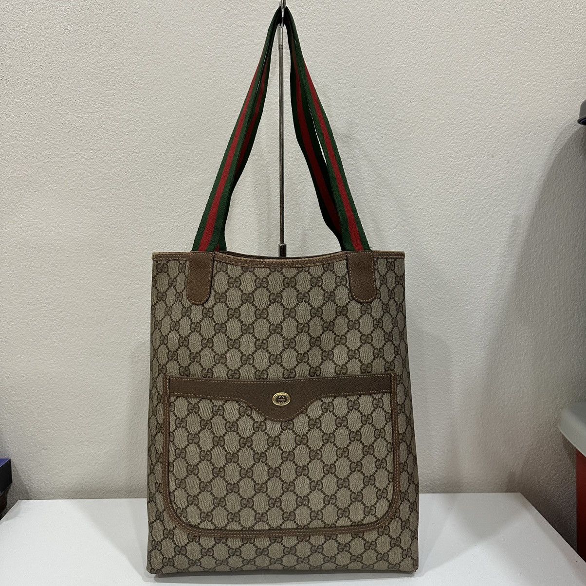 Gucci VINTAGE GUCCI GG WEB SHERRY LINE TOTE BAG 33 Size ONE SIZE - 2 Thumbnail