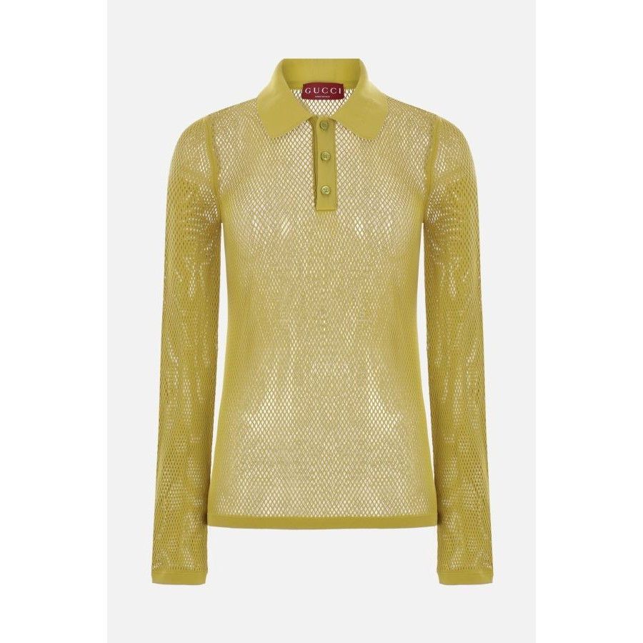 Gucci GUCCI Embossed Technical Mesh Yellow Polo Shirt New & Authen Size US M / EU 48-50 / 2 - 1 Thumbnail