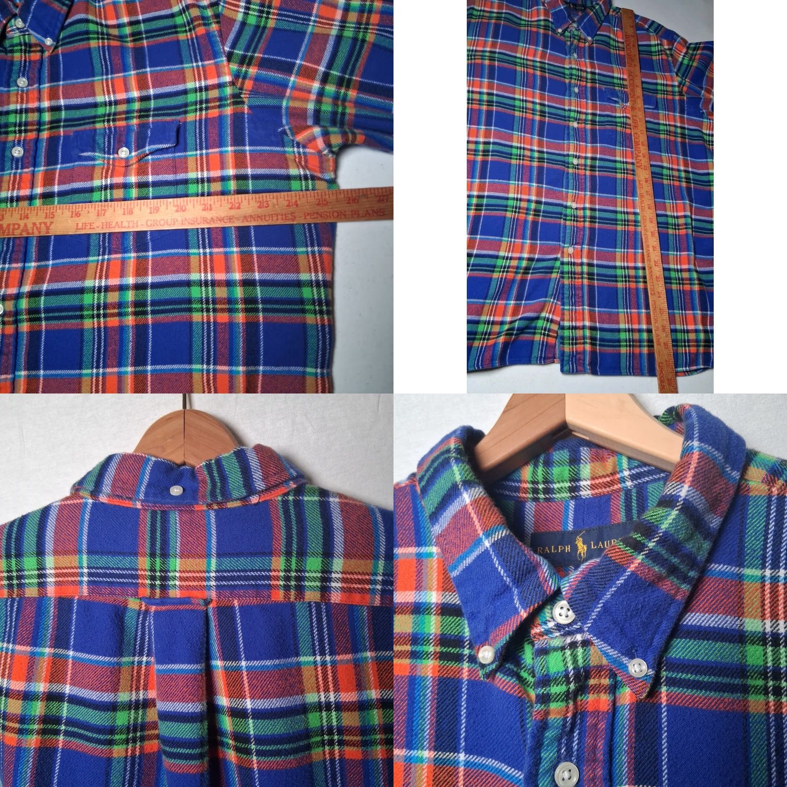 Ralph Lauren Ralph Lauren Flannel Shirt Men XL Blue Orange Green Plaid Tartan Button Down Size US XL / EU 56 / 4 - 8 Thumbnail