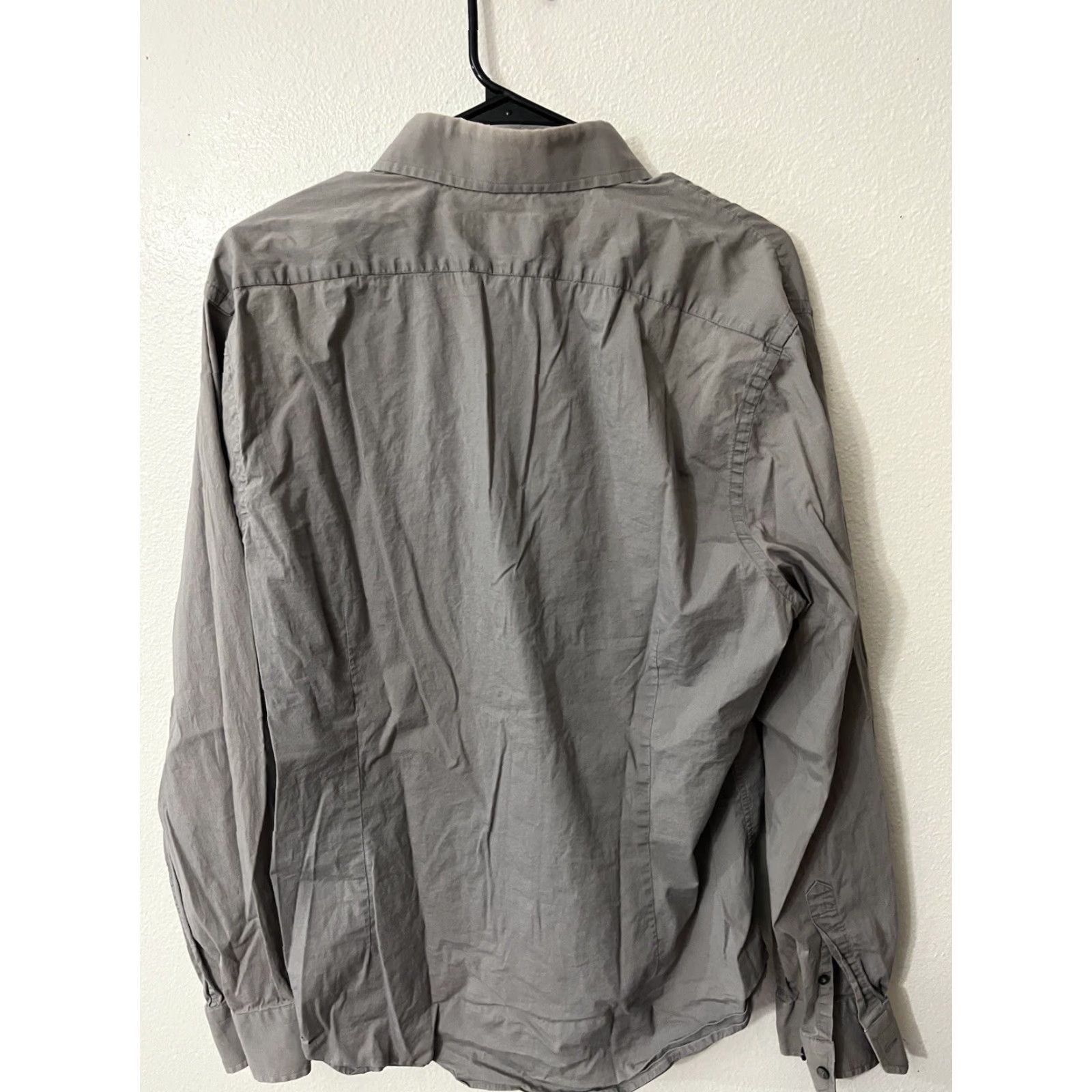 Express Express Button Shirt Gray Dress Shirt XL Mens Solid 100% Cotton Regular Size 46R - 2 Thumbnail