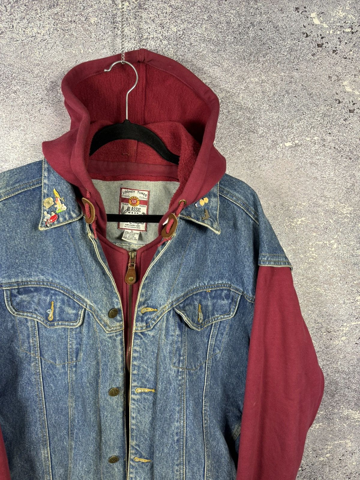 Vintage × Warner Bros All Folks Looney Tunes 1995 WB Hoodie Vest Jacket XL Denim Size US XL / EU 56 / 4 - 3 Thumbnail