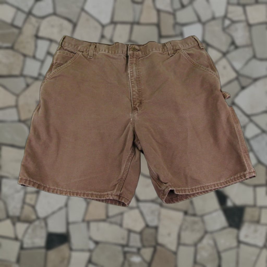 Carhartt VINTAGE Carhartt Shorts Mens 42x8 Brown Chestnut Carpenter Canvas Utility Work Cargo Short Regular Inseam 8" Brown Mens Size US 41 - 1 Thumbnail