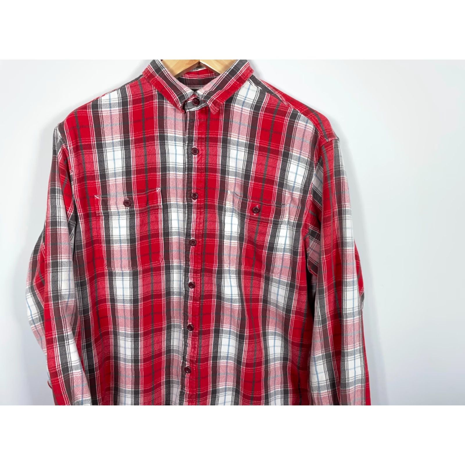 Vintage Polo Sport Shirt Men's XL Red Plaid Flannel Cotton Button-Up Grunge Preppy Size US XL / EU 56 / 4 - 4 Thumbnail