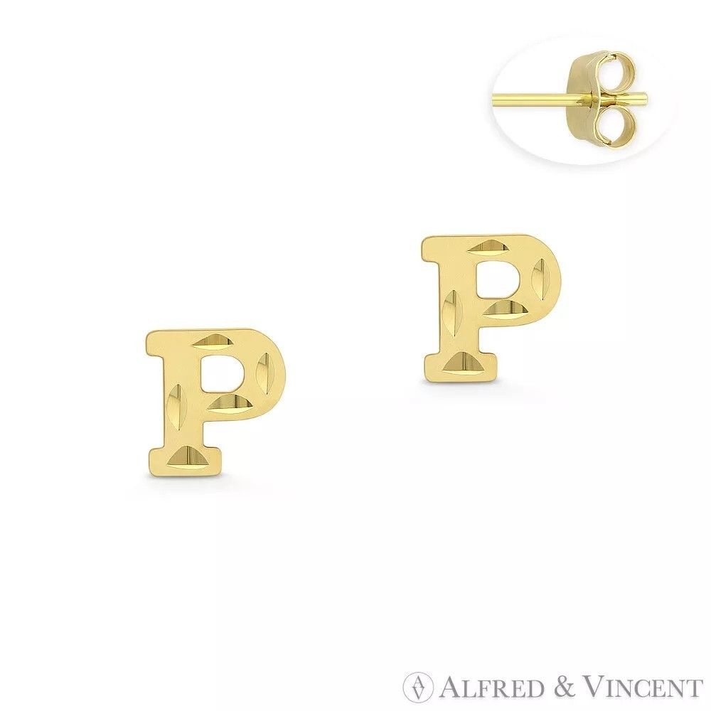 Other Initial Letter "P" Stud Earrings with Push-Back Posts Size ONE SIZE - 1 Preview