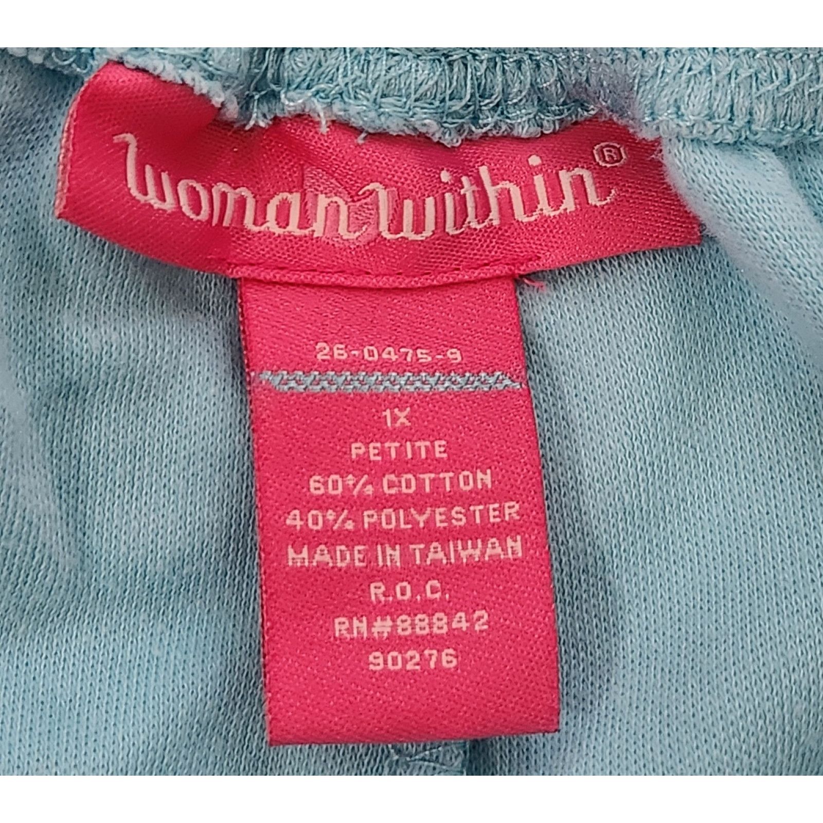 Other Woman Within Teal Blue Elastic Waist Sweatpants 1X Plus Size 32" / US 10 / IT 46 - 4 Thumbnail