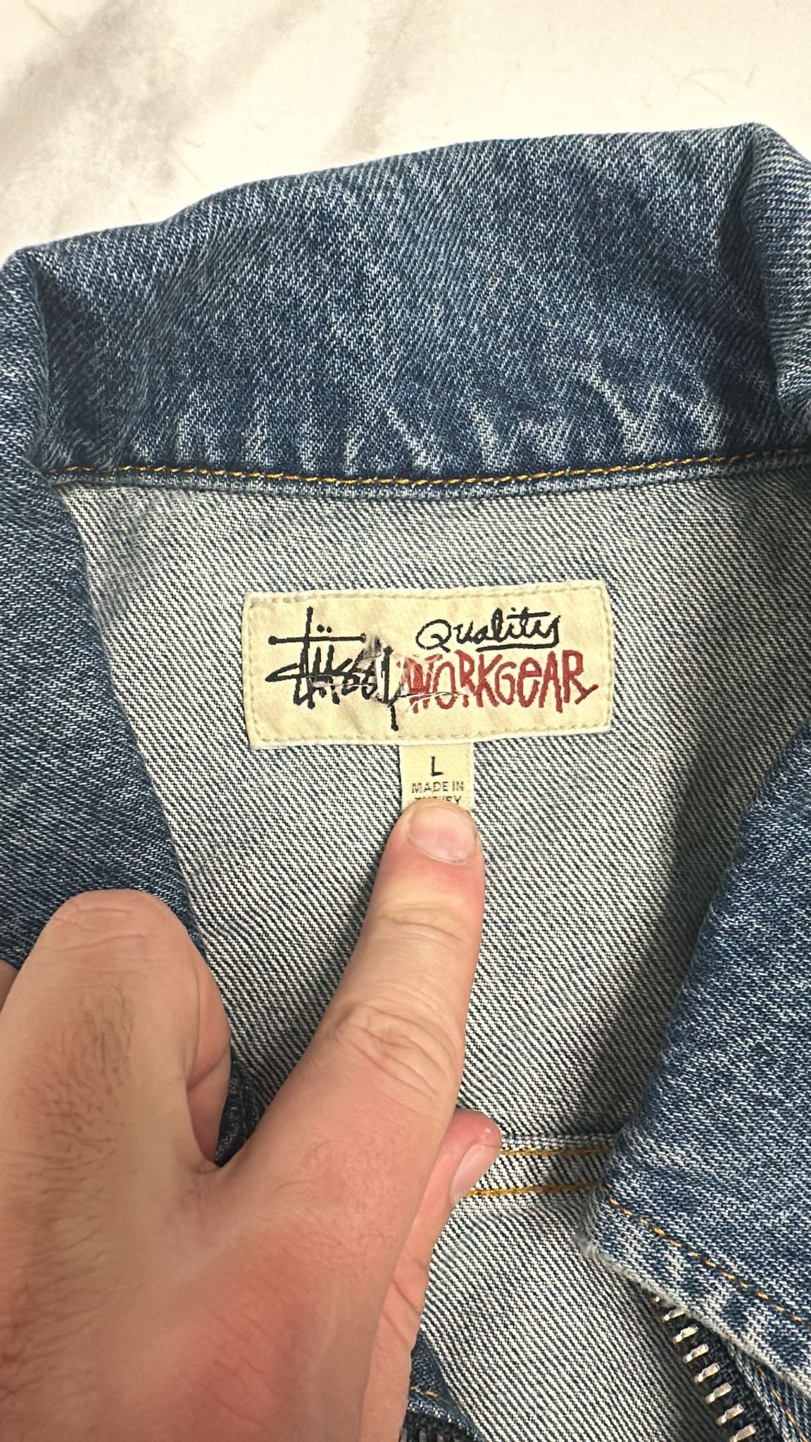 Stussy × Vintage Stussy FA23 Zip Work Jacket Denim Blue Size Large Size US L / EU 52-54 / 3 - 6 Thumbnail