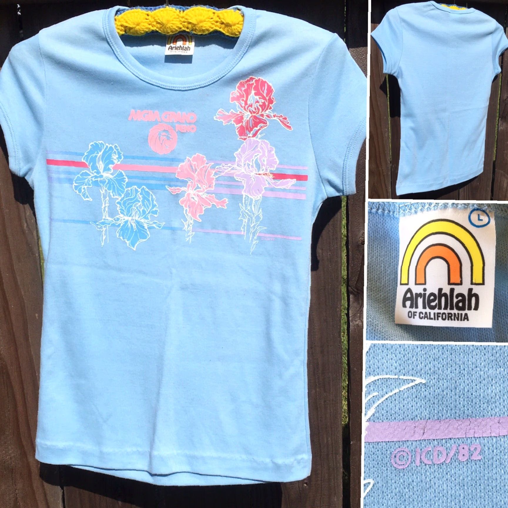 Vintage VINTAGE MGM Grand Reno T Shirt 1980s 80s Ariehlah Of California L Ladies Womens Blue Polycotton Graphic Shirt - Adult Large Size L / US 10 / IT 46 - 3 Thumbnail