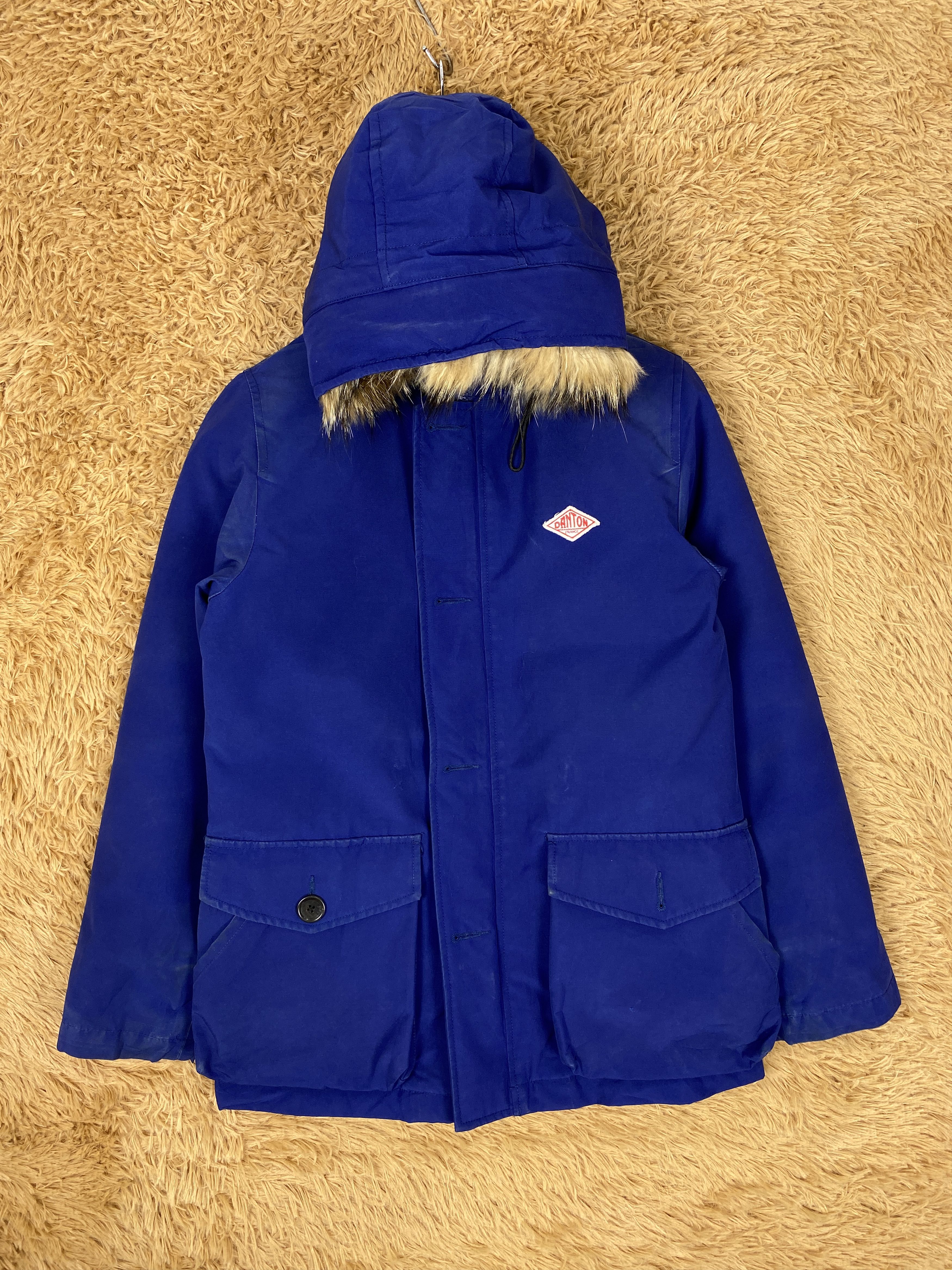 image of Vintage Danton Hoodie Puffer Lining Jacket in Blue, Men's (Size Small)