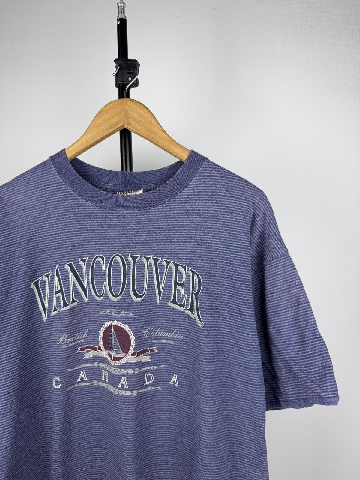 Vintage Vintage 90s Retro Logo Vancouver Canada Striped Tee Shirt Size US L / EU 52-54 / 3 - 2 Thumbnail
