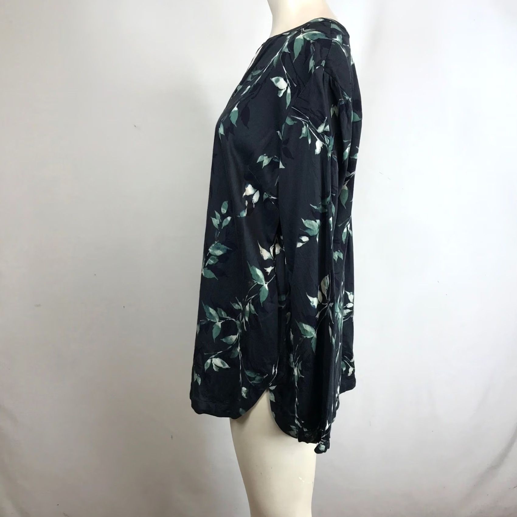 Vintage Pure Jill Blouse Womens Button Front Long Sleeve Leaf Print Dark Gray M Size M / US 6-8 / IT 42-44 - 6 Thumbnail