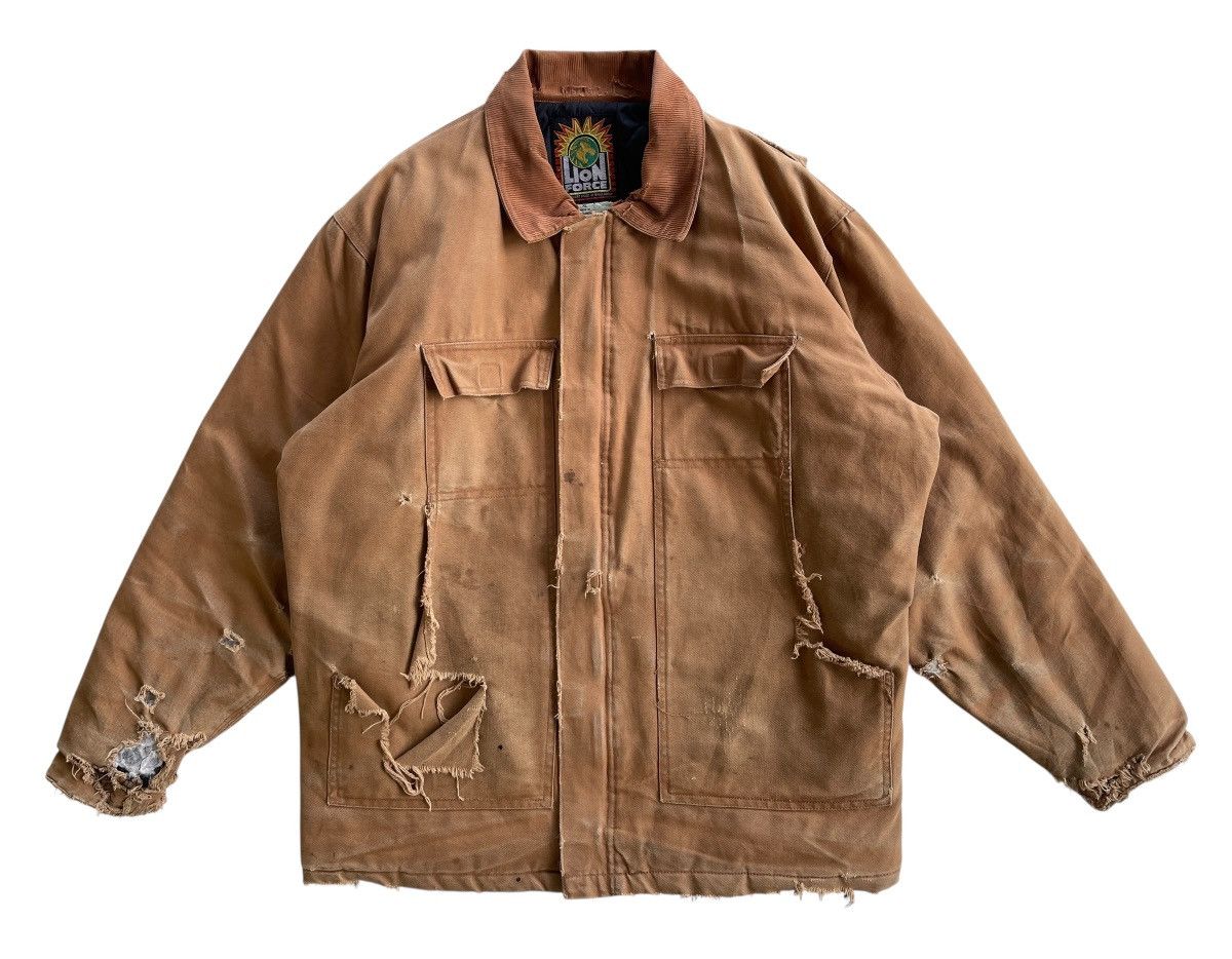 Vintage DISTRESSED❗️1990s Thrashed Workwear Jacket Size US XL / EU 56 / 4 - 2 Thumbnail