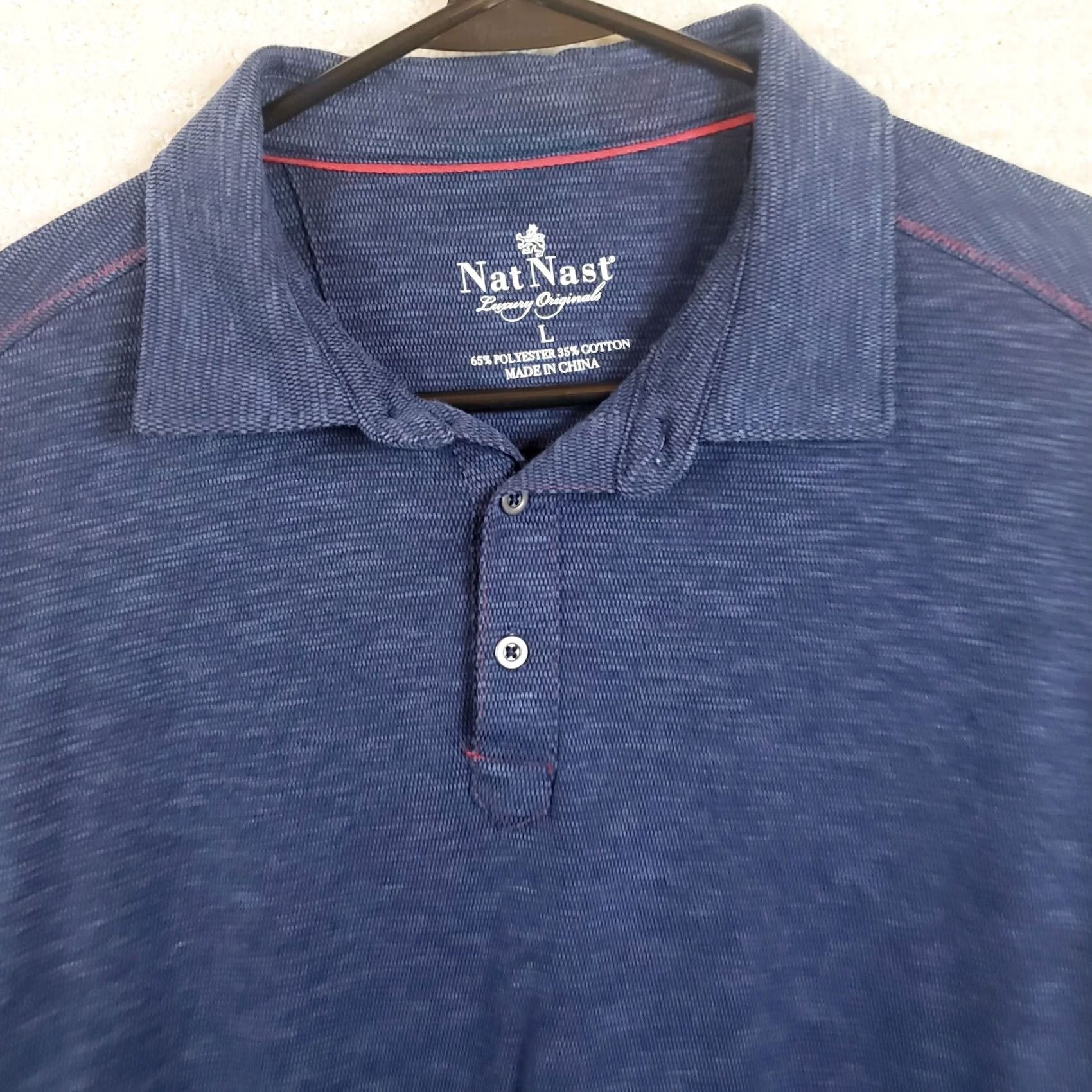 Nat Nast VINTAGE Nat Nast Luxury Polo Shirt Mens L Blue Red Trim Short Sleeve Size US L / EU 52-54 / 3 - 3 Thumbnail