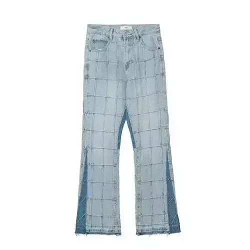 Japanese Brand × Jean Blue Plaid Stacked Denim Jeans Size US 32 / EU 48 - 4 Thumbnail
