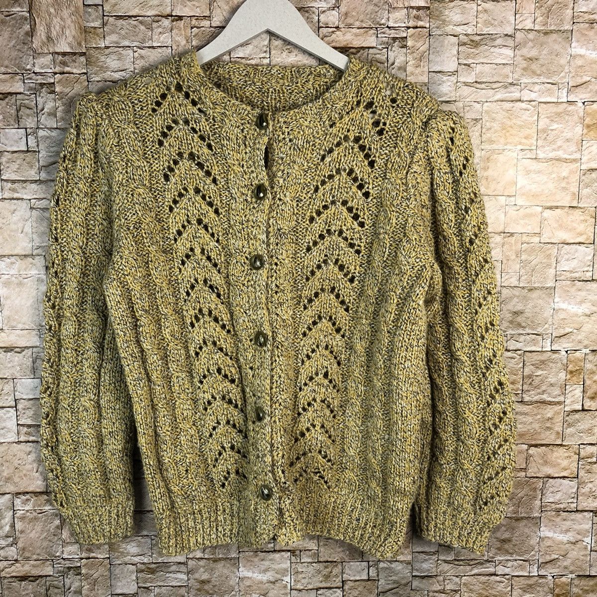 Homespun Knitwear × Japanese Brand Japan Yellow crochet Knitwear vintage #A1067 Size S / US 4 / IT 40 - 3 Thumbnail