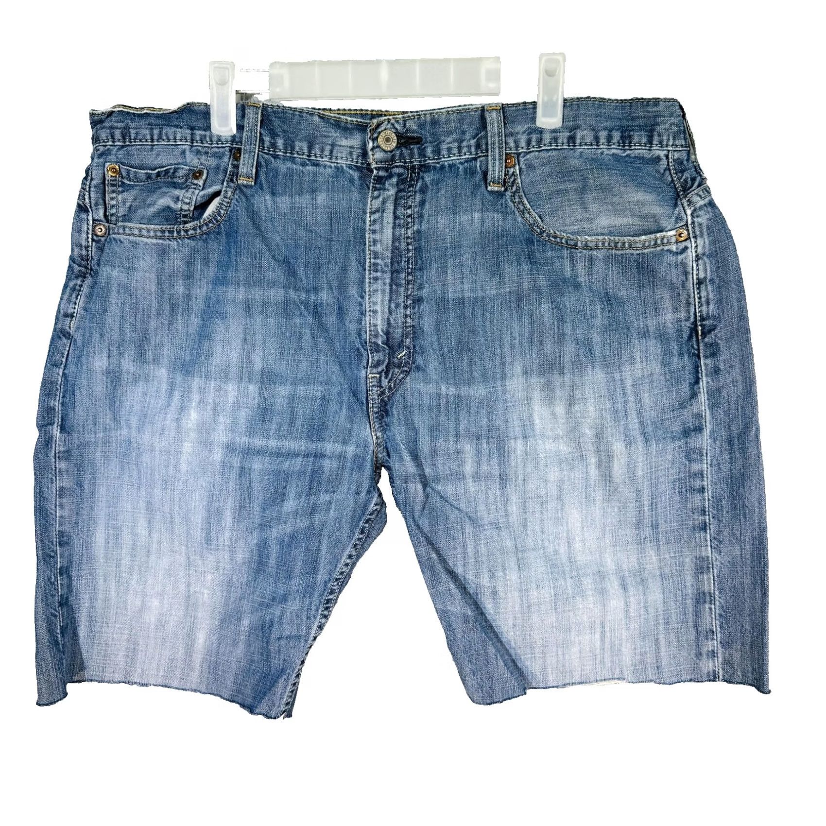 CO Levi Strauss & Co Denim Jean Bermuda Shorts Mens 38 Blue Cutoff Raw Hem 5-Pocket Zipper Button Denim Cotton Shorts Size US 38 / EU 54 - 2 Thumbnail