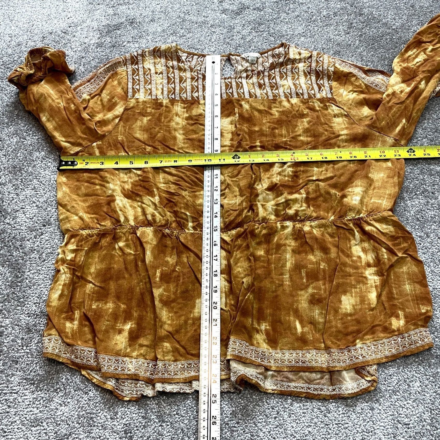 Vintage Cato Blouse Shirt Womens 24W Brown Long Sleeve Slit Rayon Knit Slit Sleeve Plus Size Womens Shirt Size 4XL / US 24-26 - 6 Thumbnail