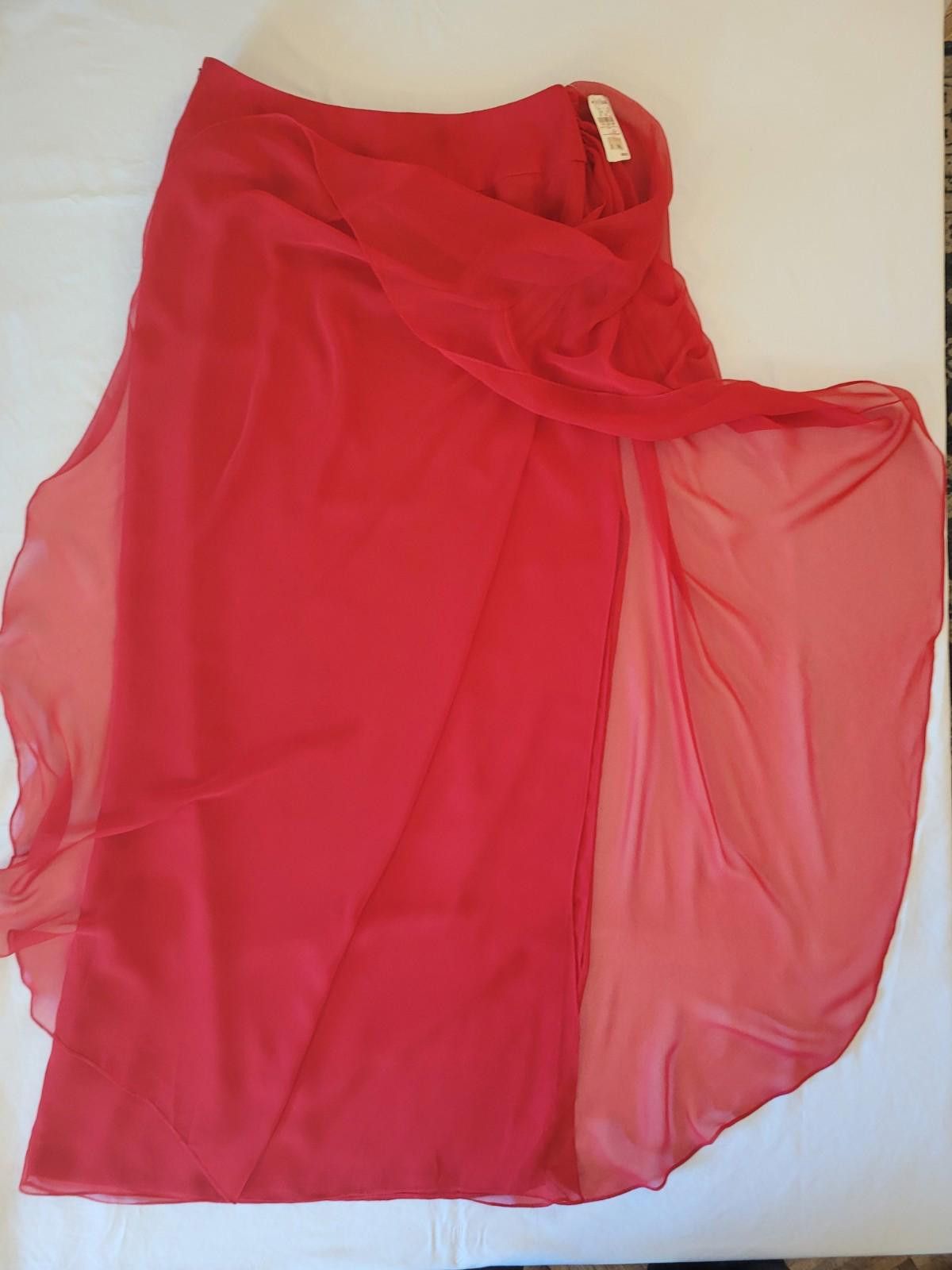 Designer NWT Victor Costa women's size 6 red skirt w/ thigh high slit Size 28" / US 6 / IT 42 - 4 Thumbnail