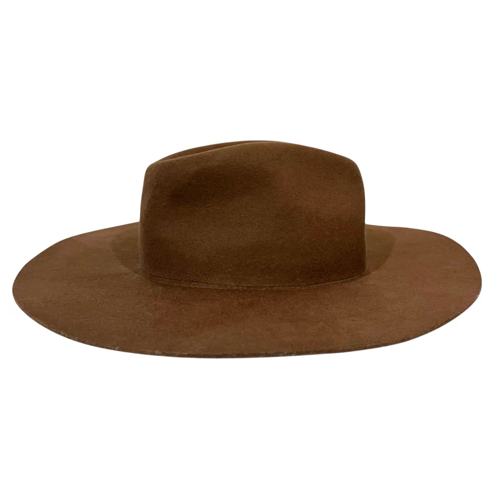 Vintage Kittenish Josie Wool Wide Brim Hat Brown Fedora Women One Size Brown Wool Solid 22" circumference Womens Size ONE SIZE - 2 Thumbnail