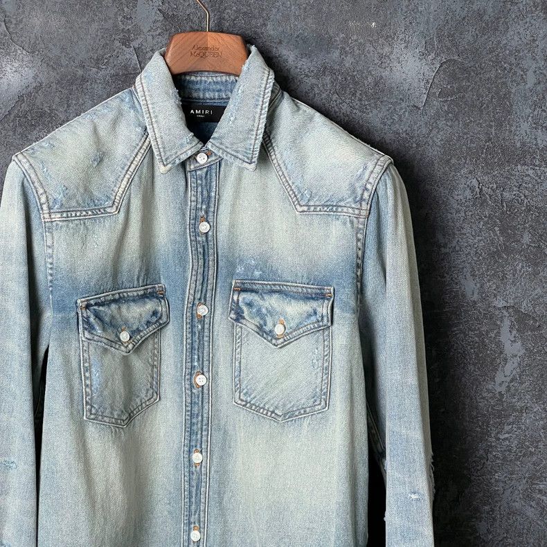 Amiri Amiri Sandblasted Cotton Denim Jacket Size US S / EU 44-46 / 1 - 3 Thumbnail