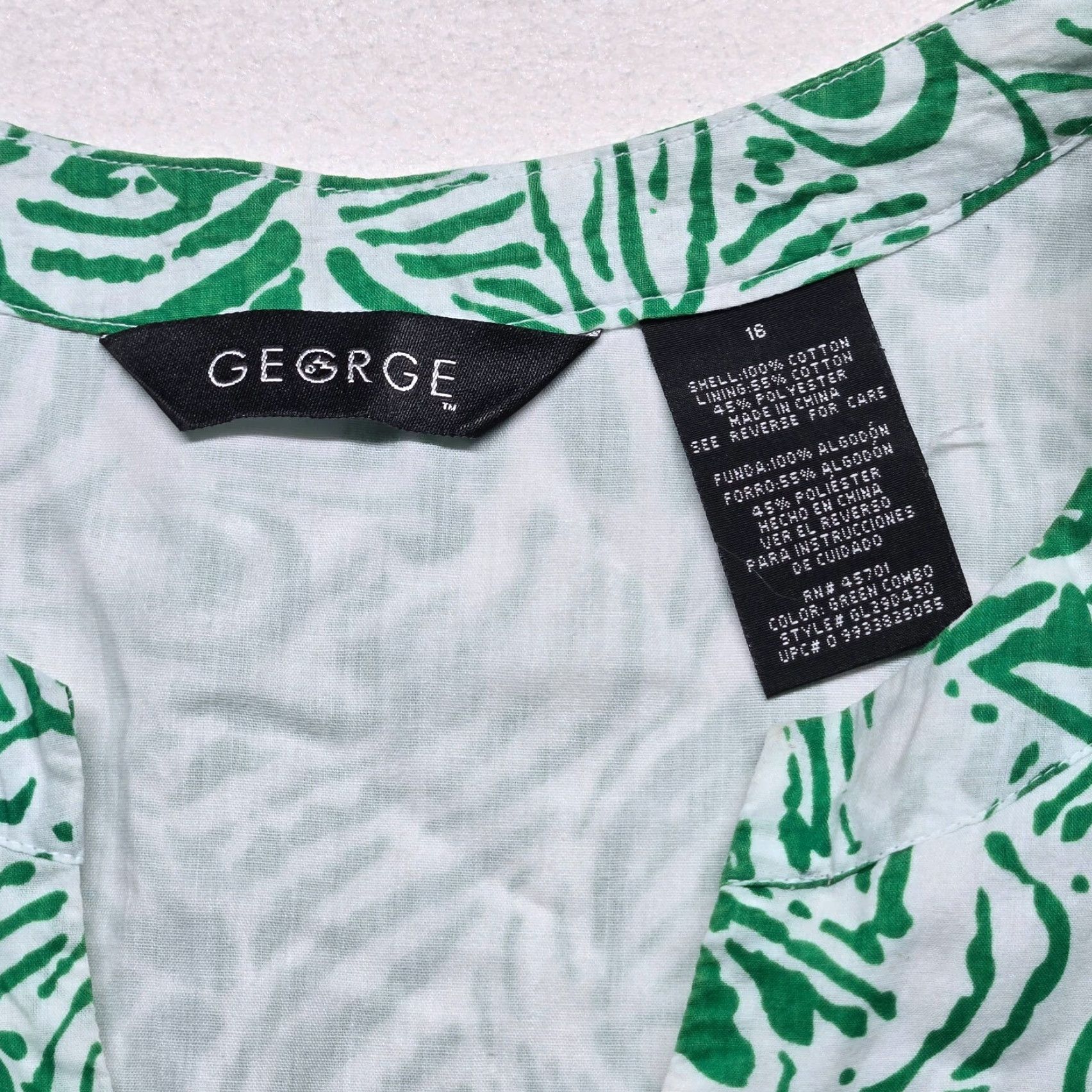 George George Slip Dress Green Tropical Print Knit Strappy Adult Womens Size 16 Size XXL / US 16-18 / IT 52-54 - 3 Thumbnail