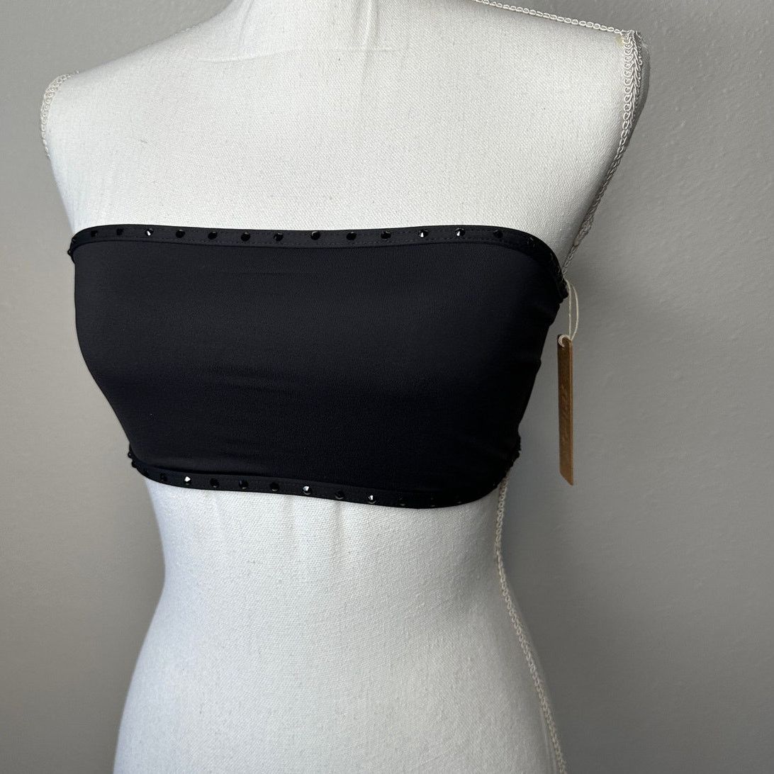 SKIMS NWT SKIMS Swim Rhinestone Bandeau Top S Onyx Black Swimwear Size S / US 4 / IT 40 - 3 Thumbnail