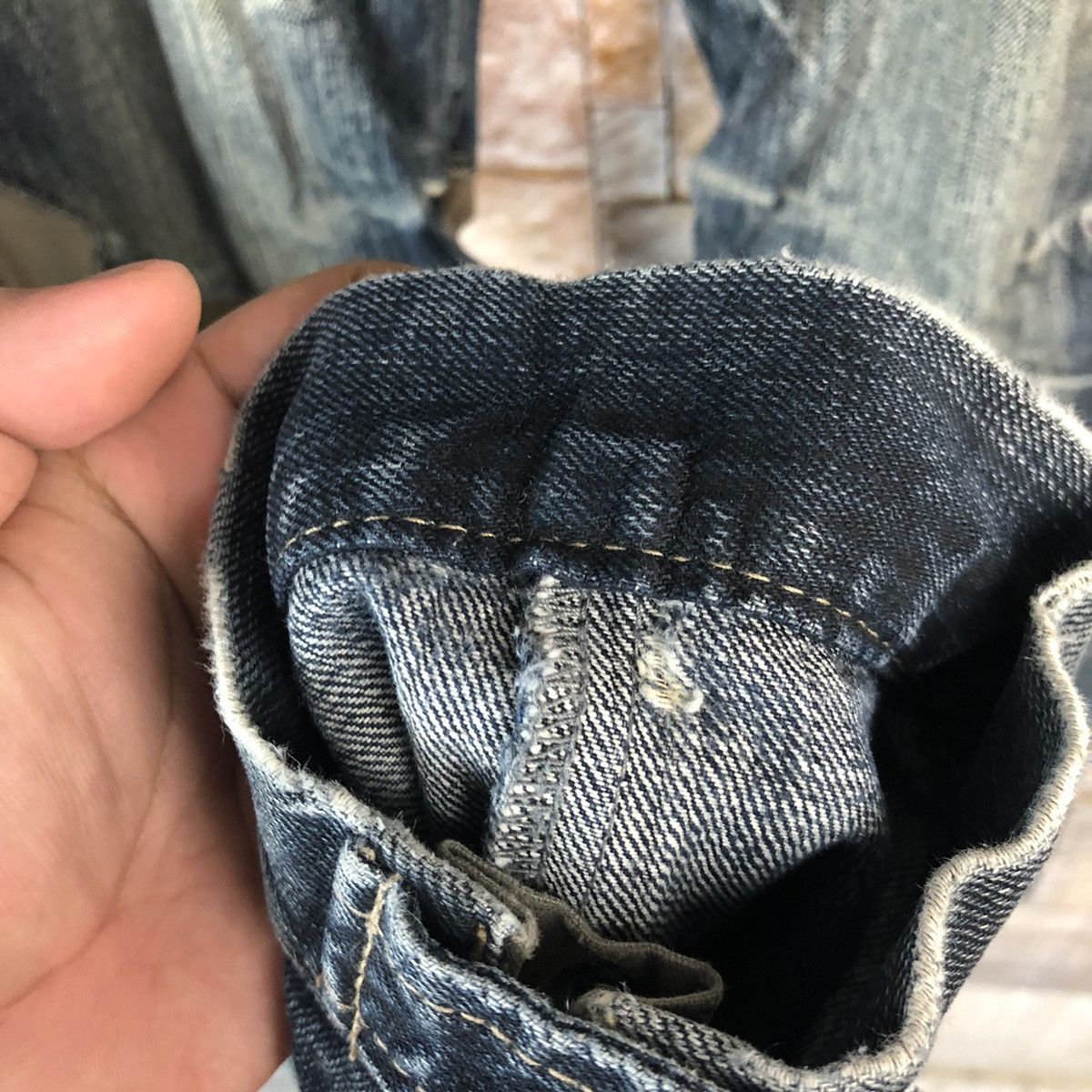PPFM PPFM Blue Distressed ripped punk Denim Pants #A1040 Size US 33 - 14 Thumbnail