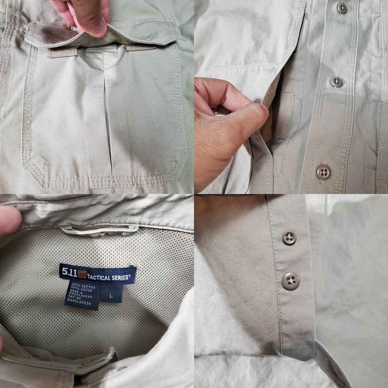 Vintage 5.11 Tactical Shirt Mens Large Beige Khaki Cargo Concealed Stash Pockets Utility Button-Up Long Sleeve Size US L / EU 52-54 / 3 - 8 Thumbnail