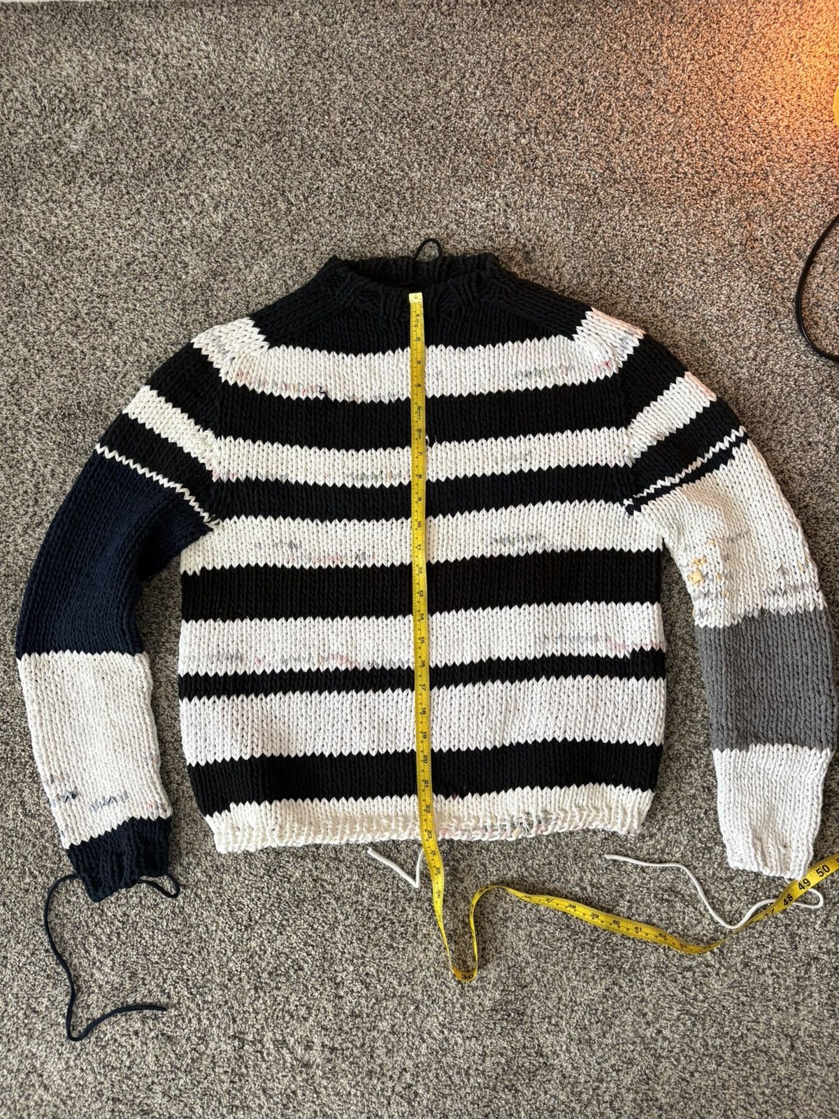 Other Reclaimed T-Shirt Yarn Hand Knit Striped Crewneck Sweater Size US L / EU 52-54 / 3 - 5 Thumbnail